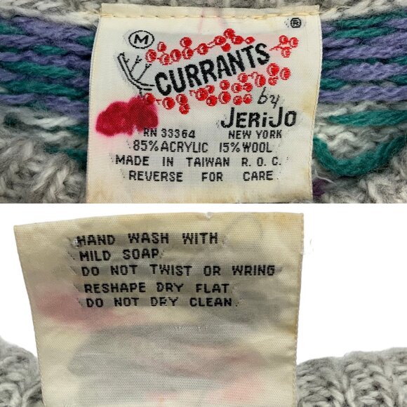Currants By Jeri Jo Vintage Sweater M Gray Wool Blend - Picture 3 of 11